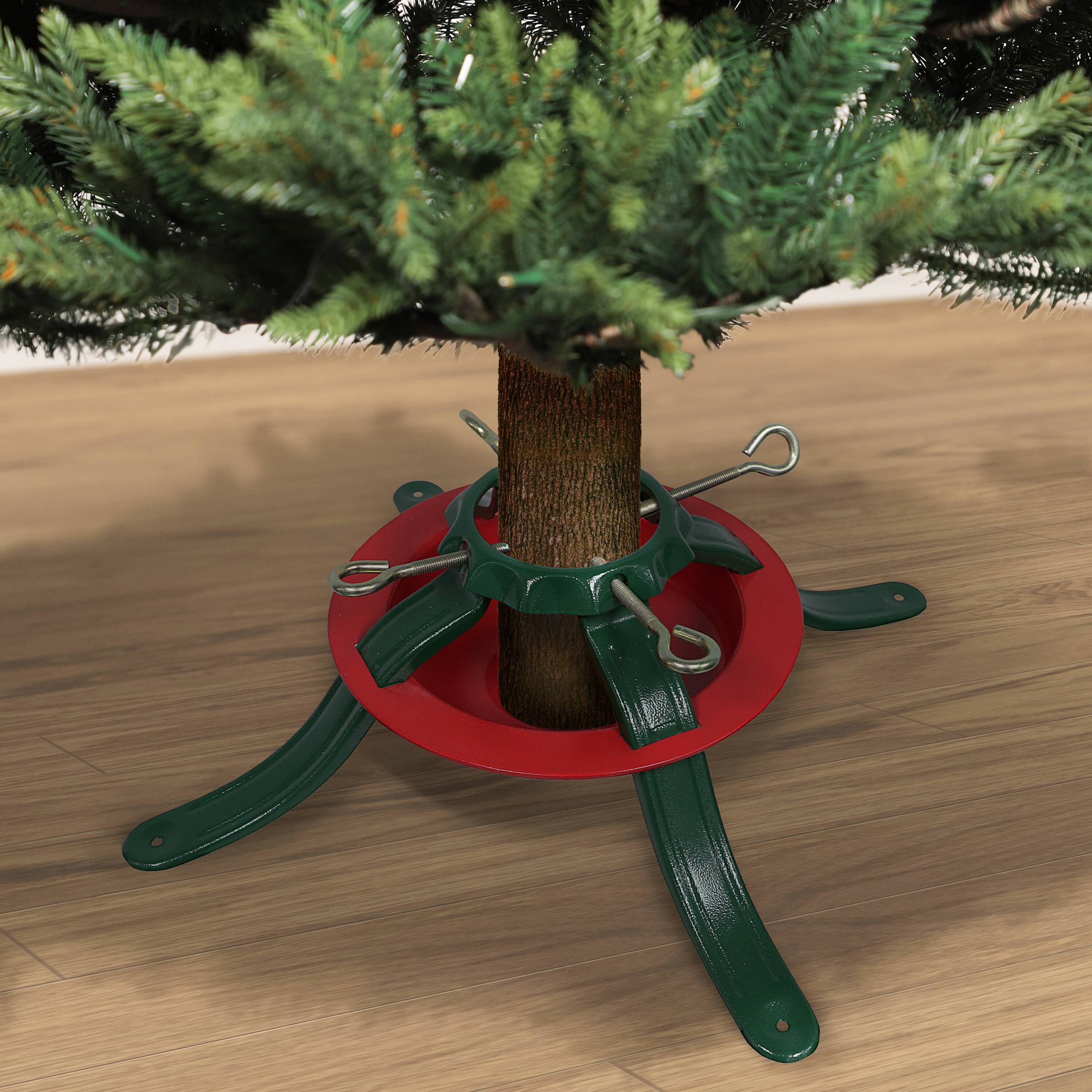 Puleo International 20" Live Christmas tree Stand Green Red Bed